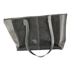 The Wishbone Elegant Black Leather and suede Tote Bag